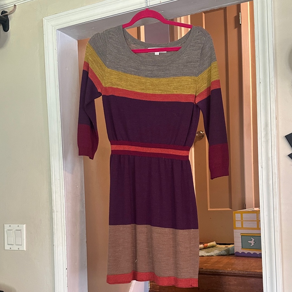 Loft Multicolor Long Sleeve Sweater Dress